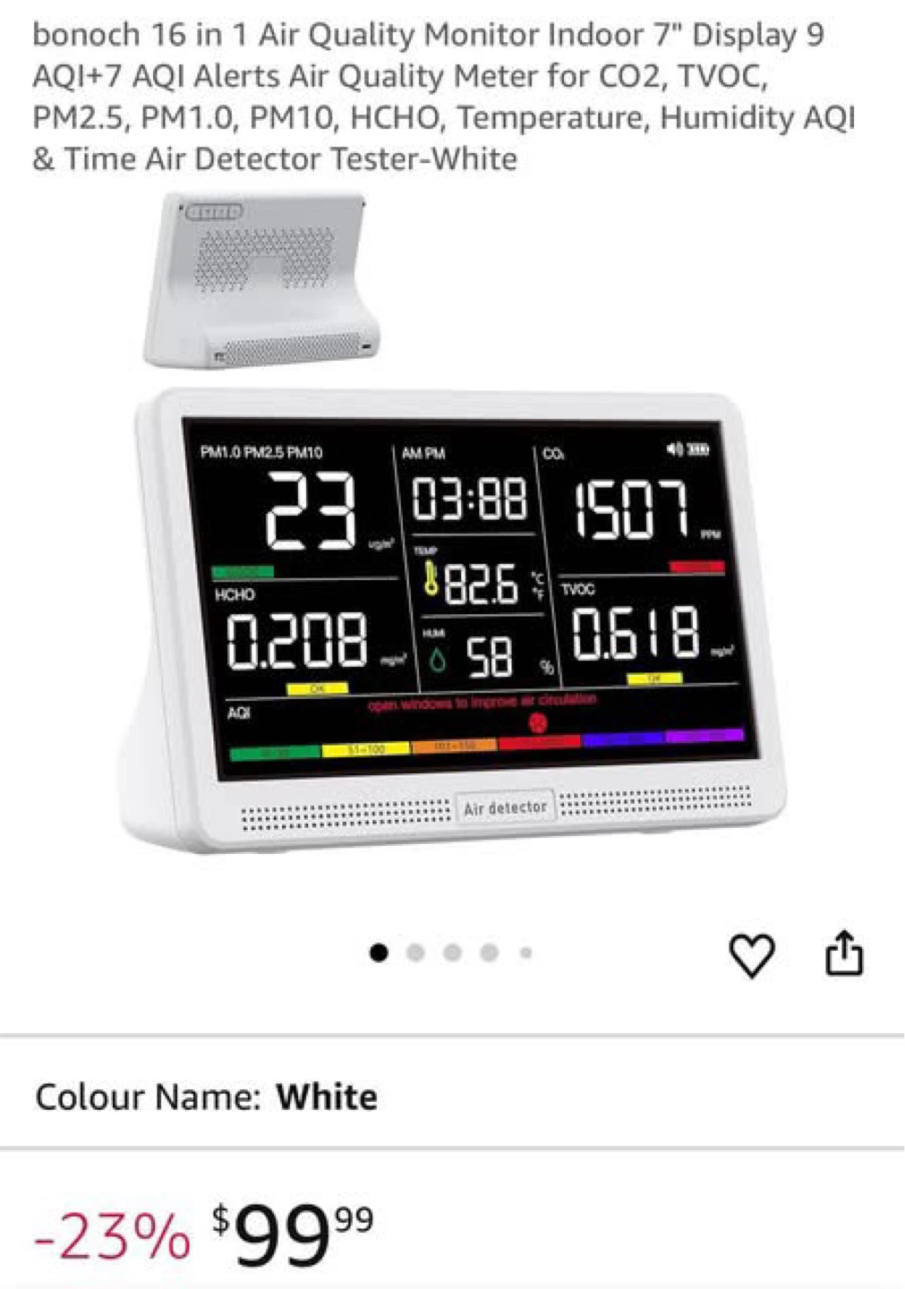 bonoch 16 in 1 Air Quality Monitor Indoor 7"