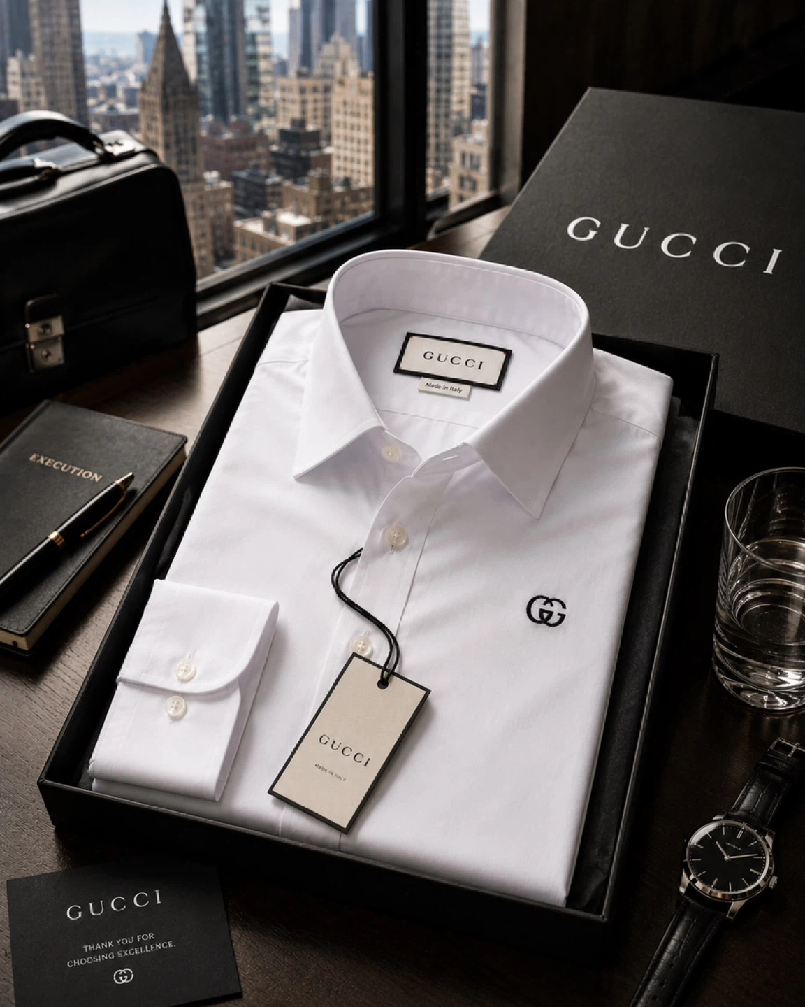 Gucci White Premium Cotton Dress Shirt