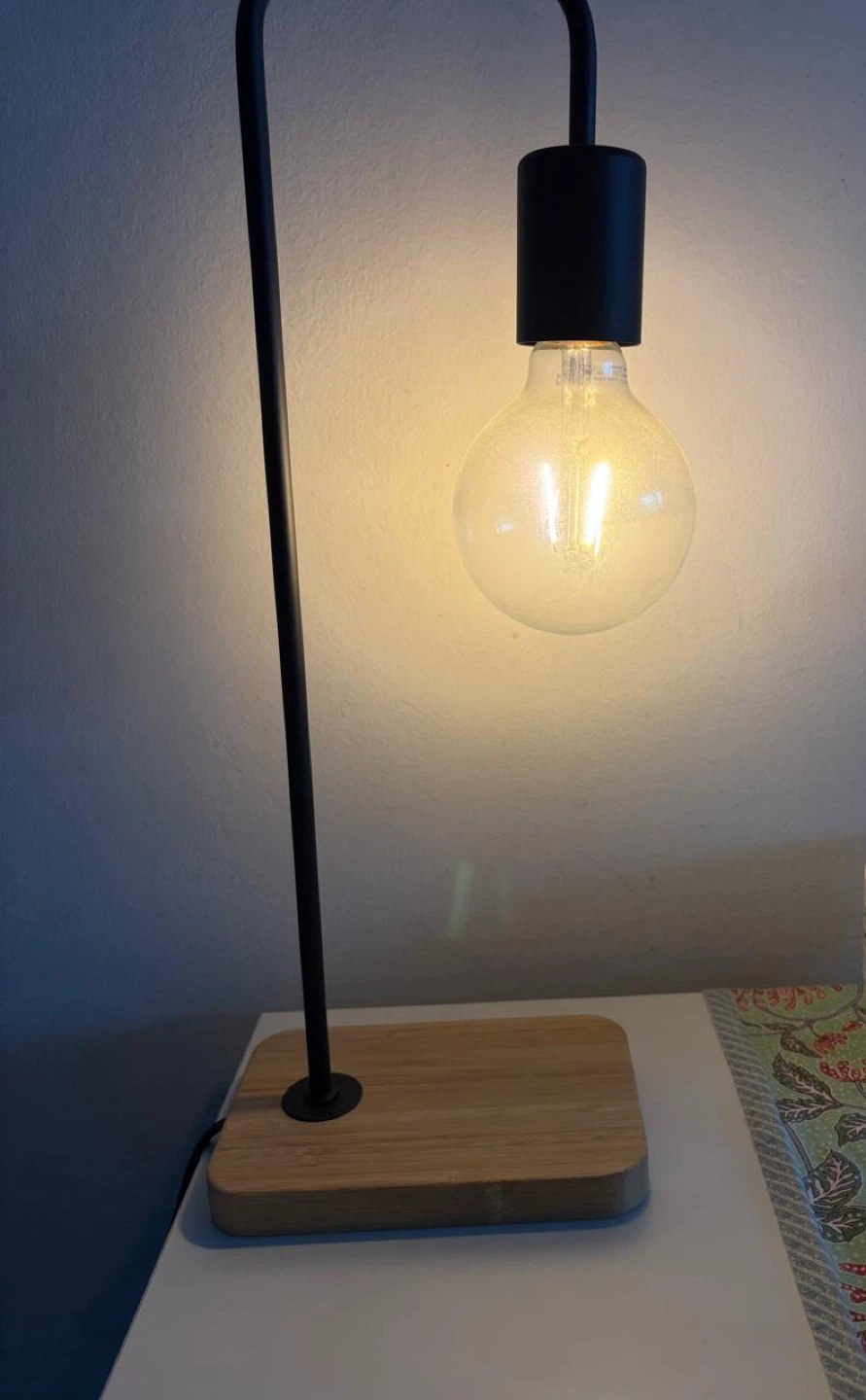 TVÄRHAND Table lamp, black/bamboo (includes bulb) - photo 2