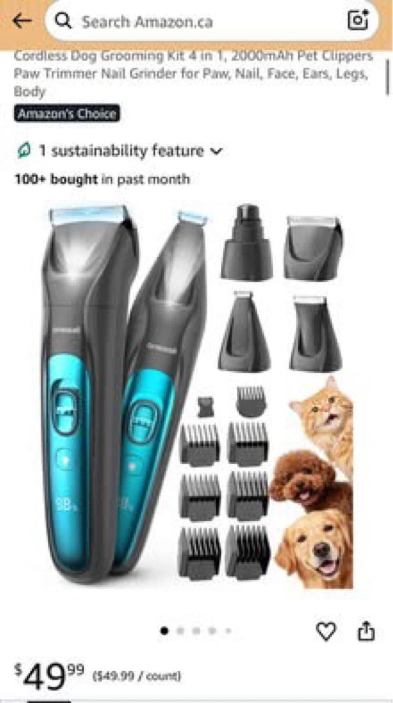 Oneisall Cordless Dog Grooming Kit 4-in-1 m - photo 2