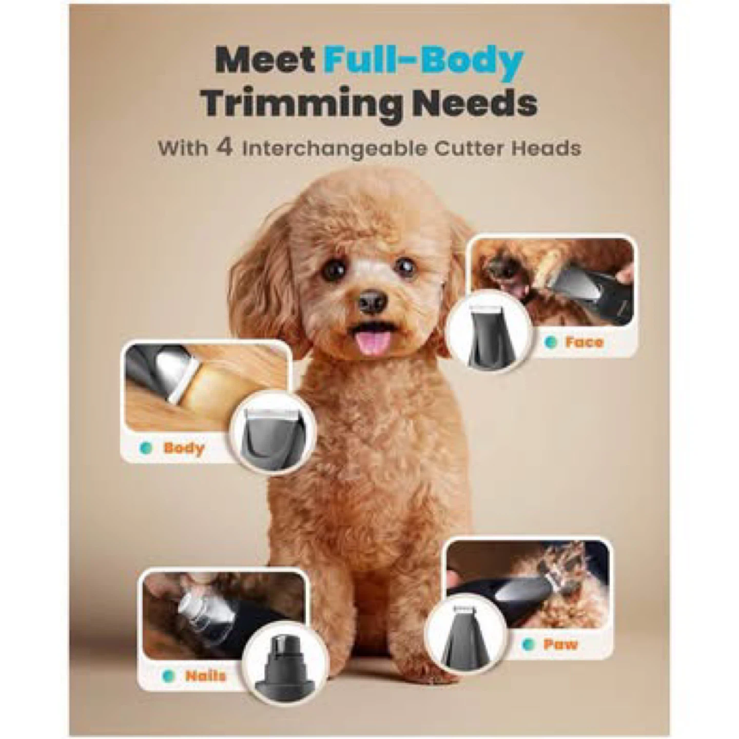 Oneisall Cordless Dog Grooming Kit 4-in-1 m
