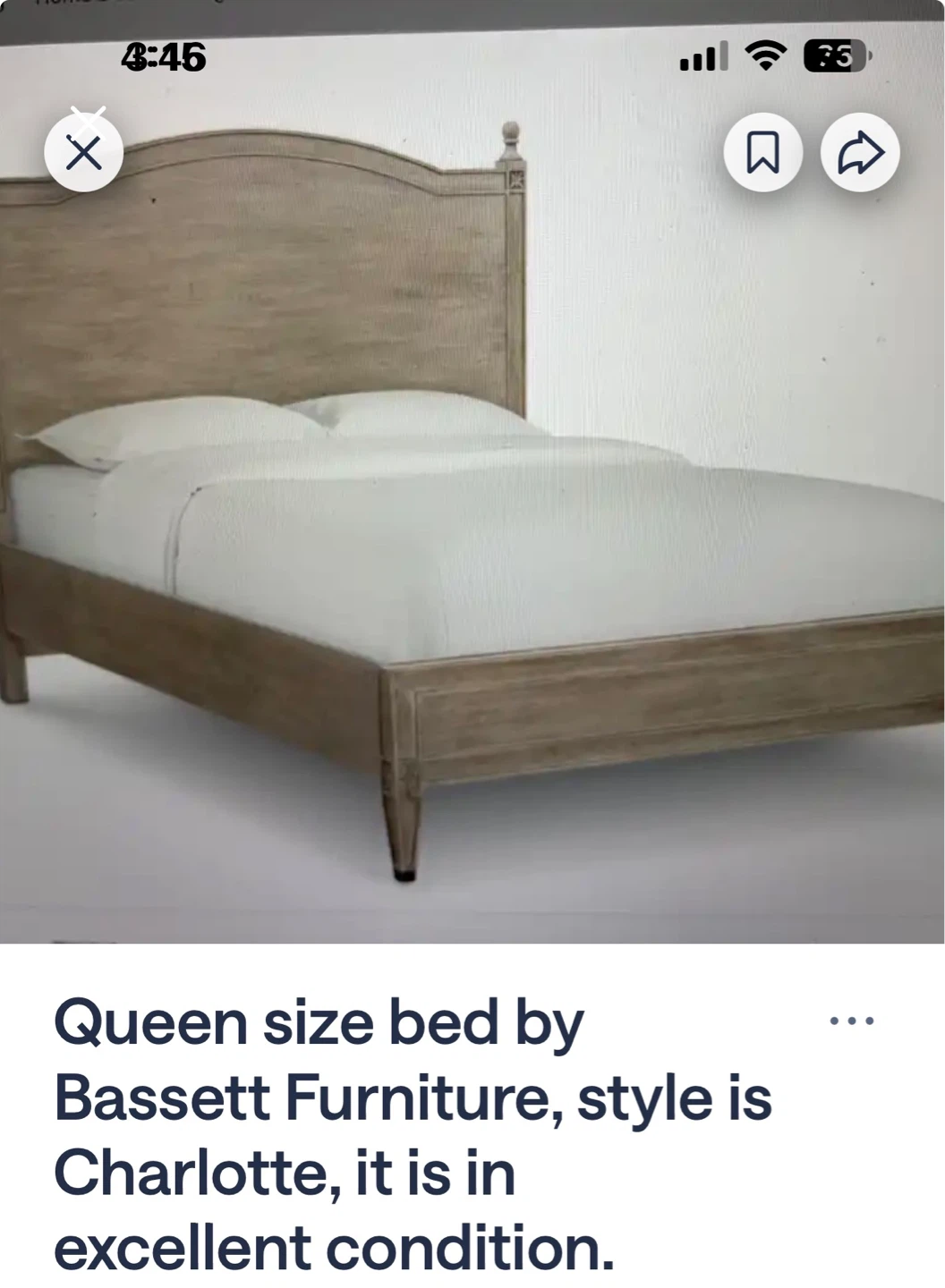Bassett Furniture Charlotte Queen Size Bed