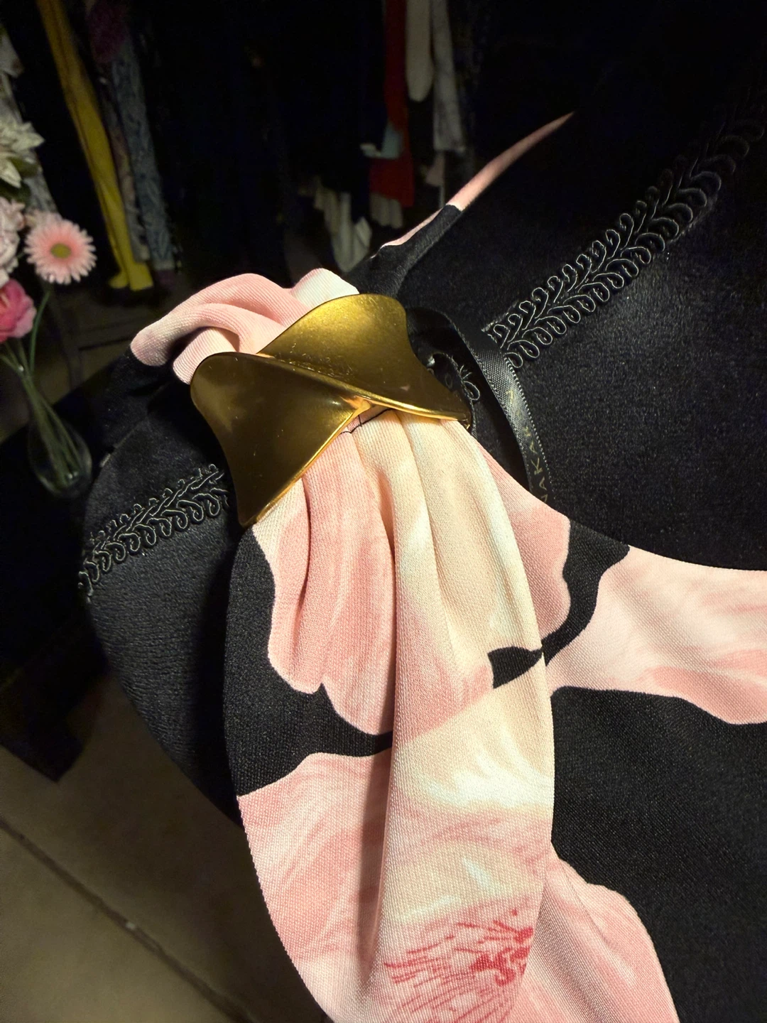 Donna Karan Black Floral Ruched Sheath Dress - photo 3