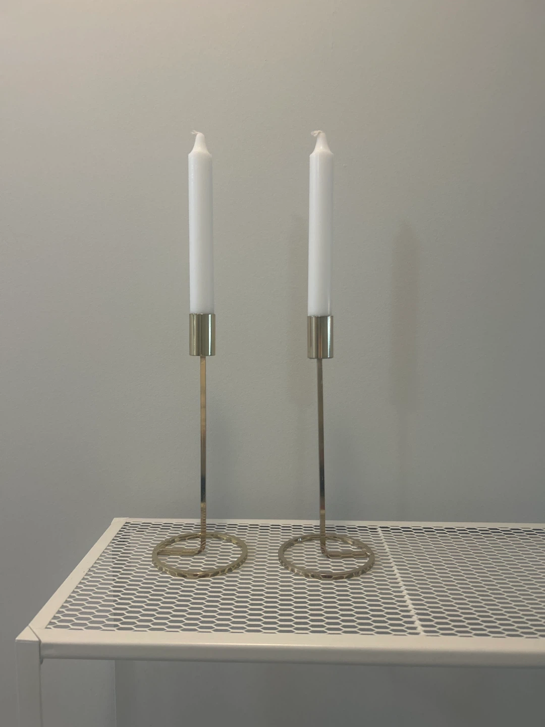 Gold Metal Candlestick Holders (Set of 2)
