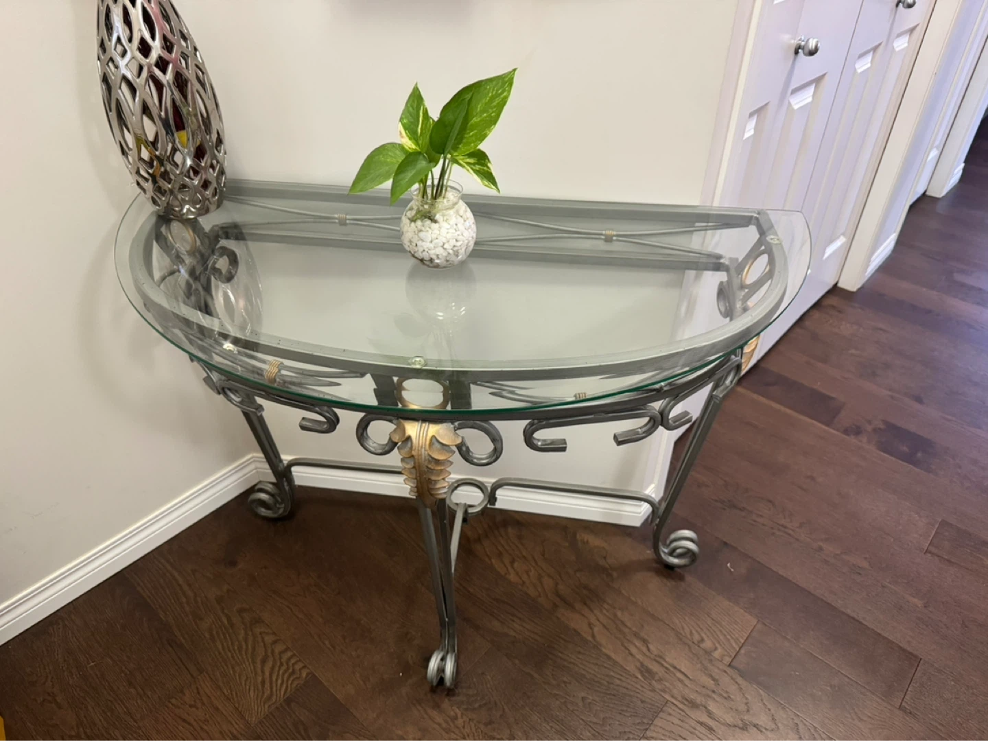 Glass and Metal Console Table - photo 4