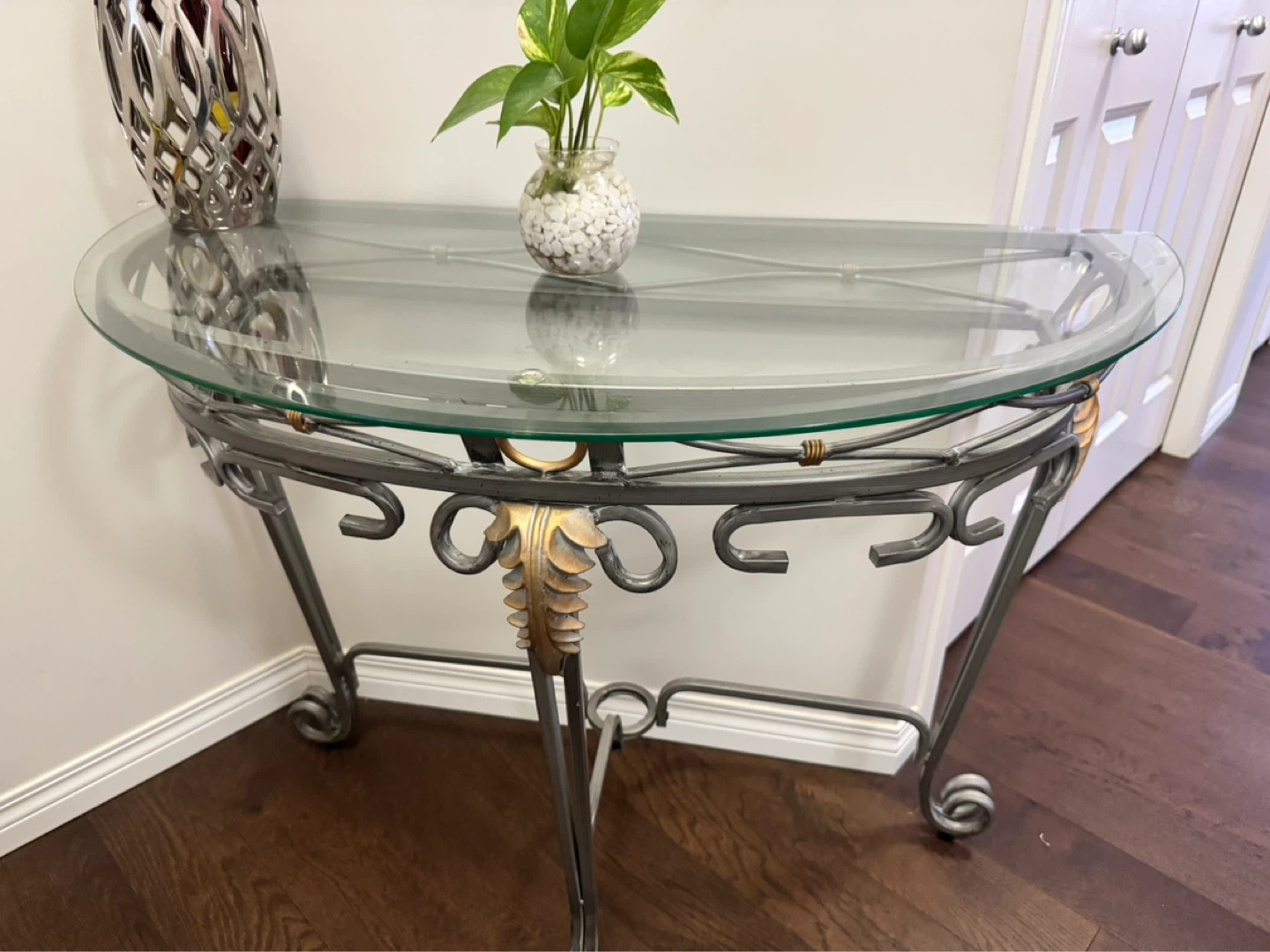 Glass and Metal Console Table