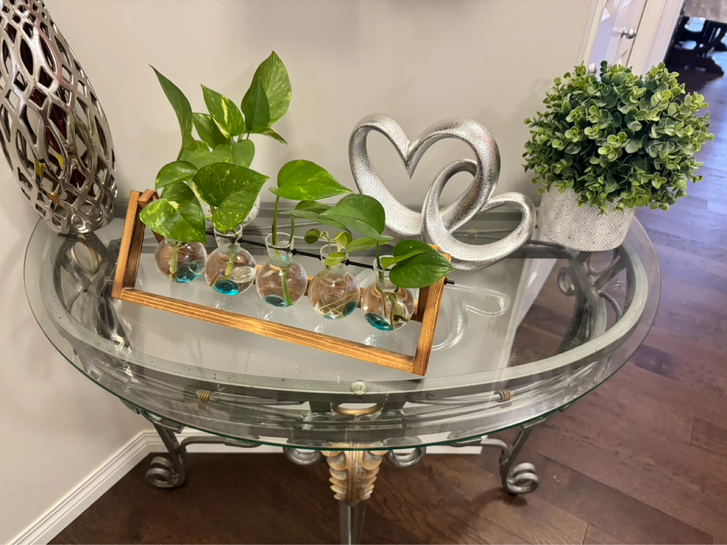 Glass and Metal Console Table - photo 2