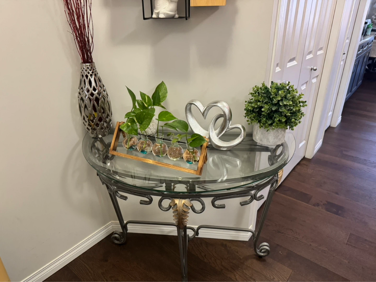 Glass and Metal Console Table - photo 3