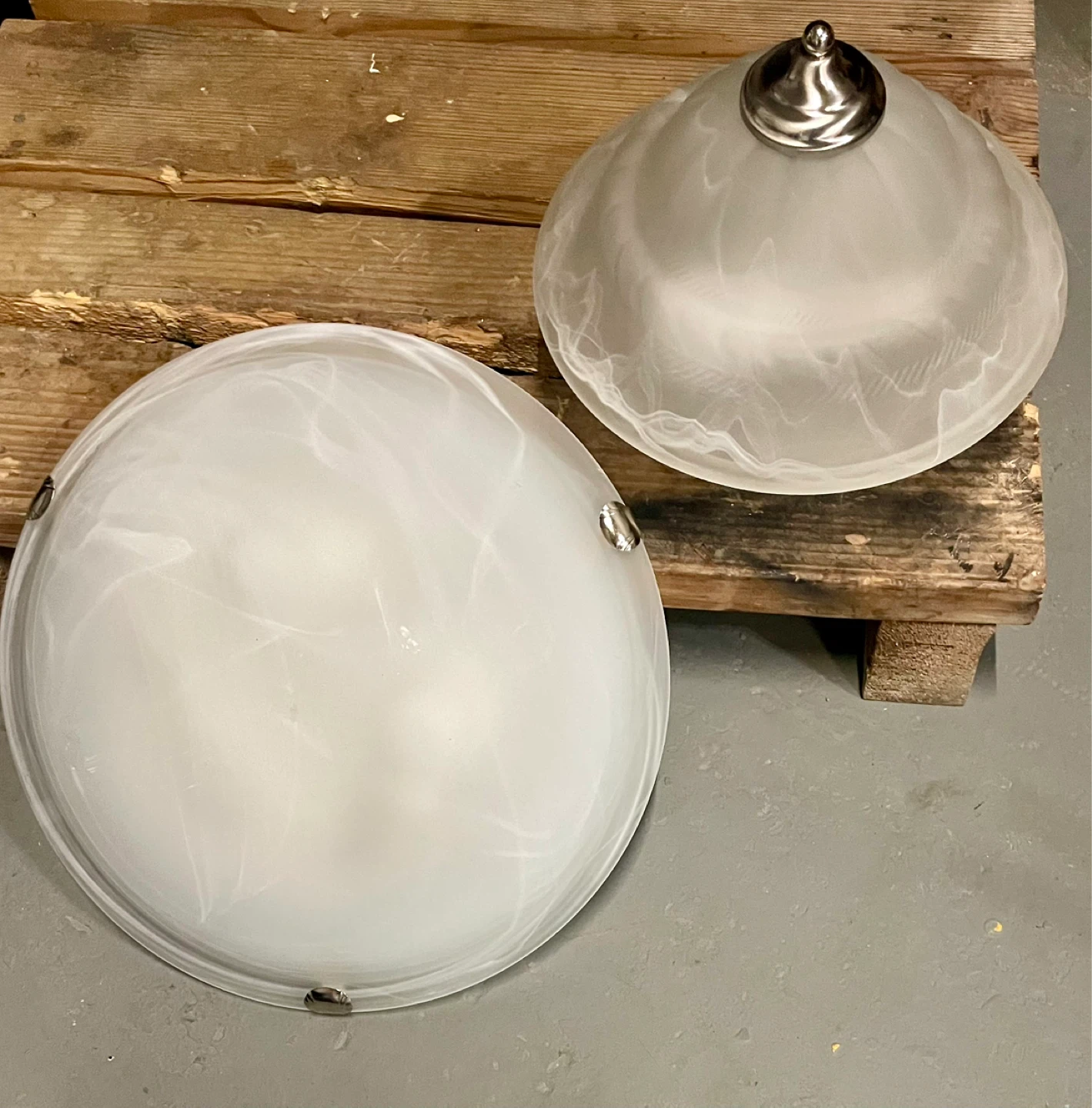 Set of 2 Frosted Swirl Glass Light Fixture Shades