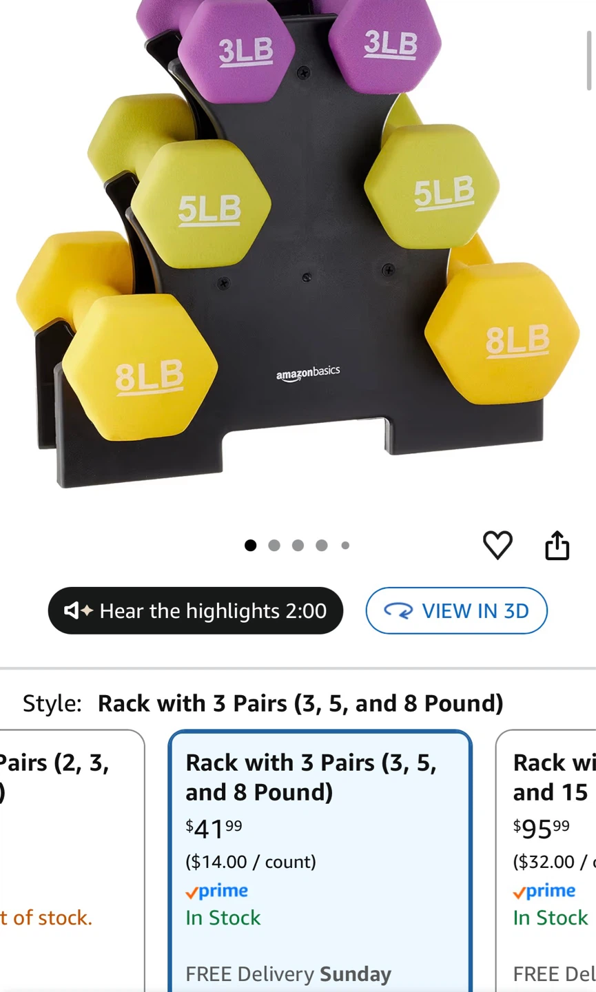 Amazon Basics Neoprene Dumbbell Hand Weights Rack - photo 2