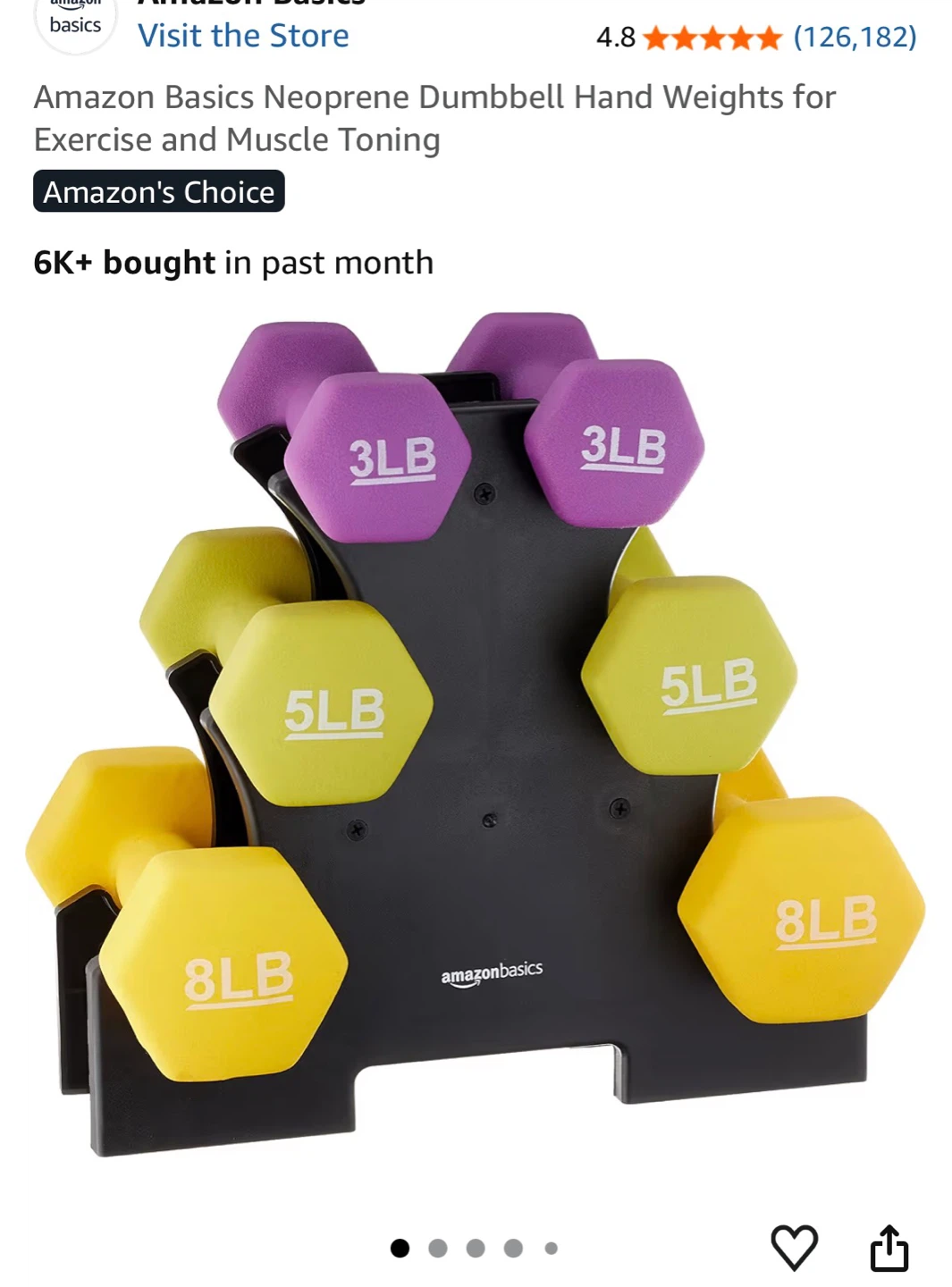 Amazon Basics Neoprene Dumbbell Hand Weights Rack