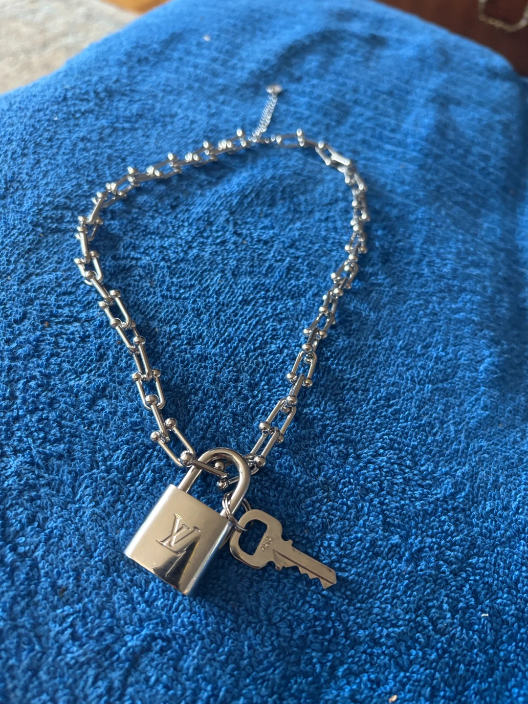 Louis Vuitton Paris Padlock and Chain Necklace