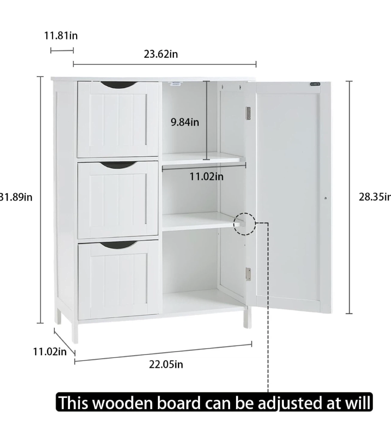 White Storage Cabinet with Drawers and Door - photo 2