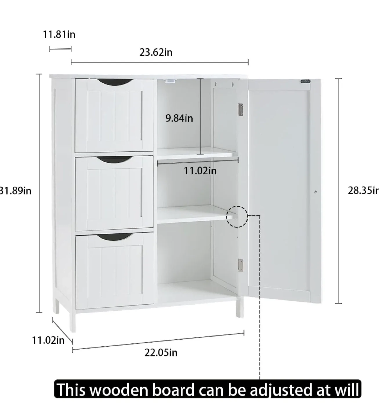 White Storage Cabinet with Drawers and Door - photo 2