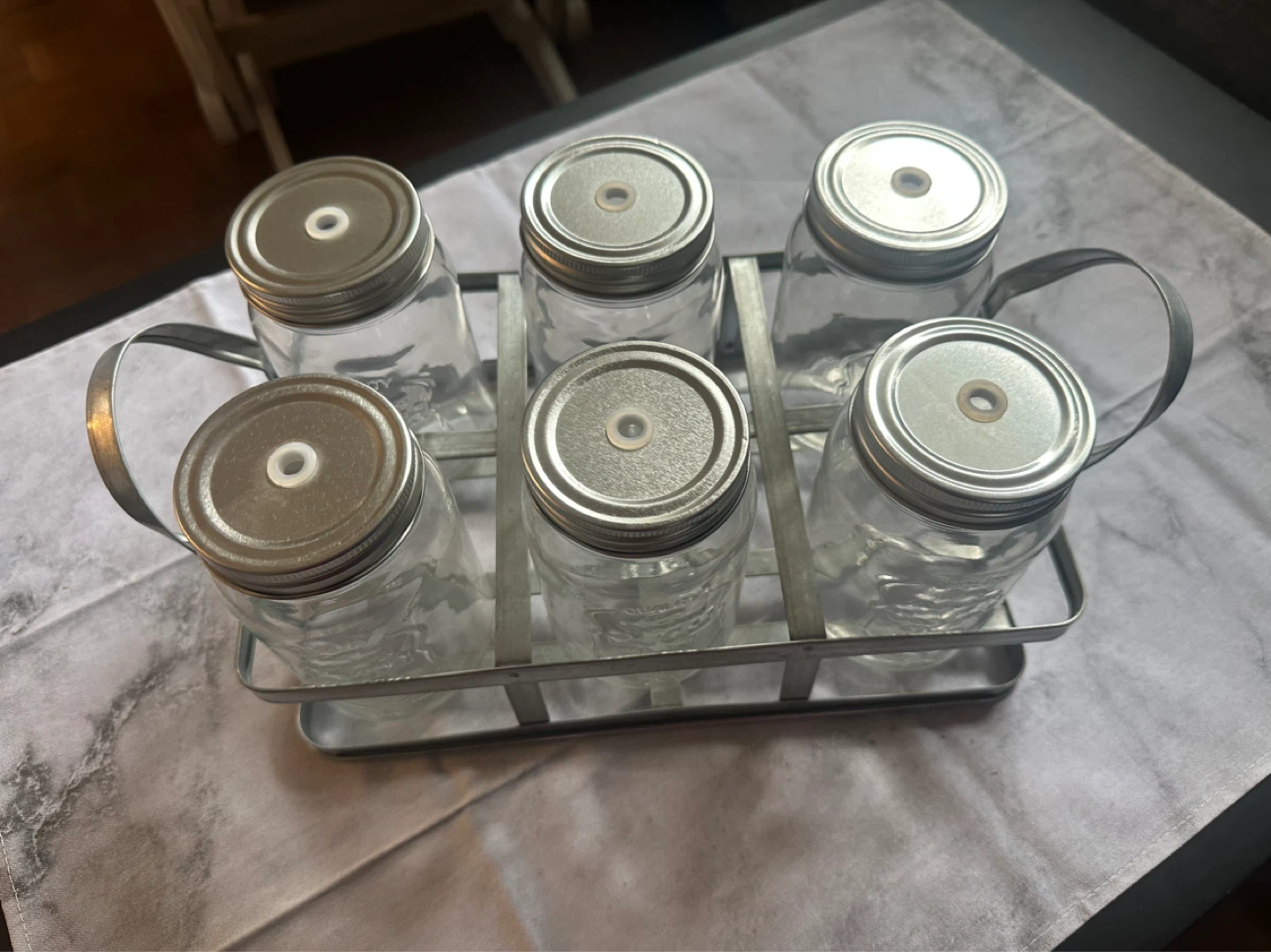 Set of 6 Mason Jar Drinking Glasses with Caddy - photo 3