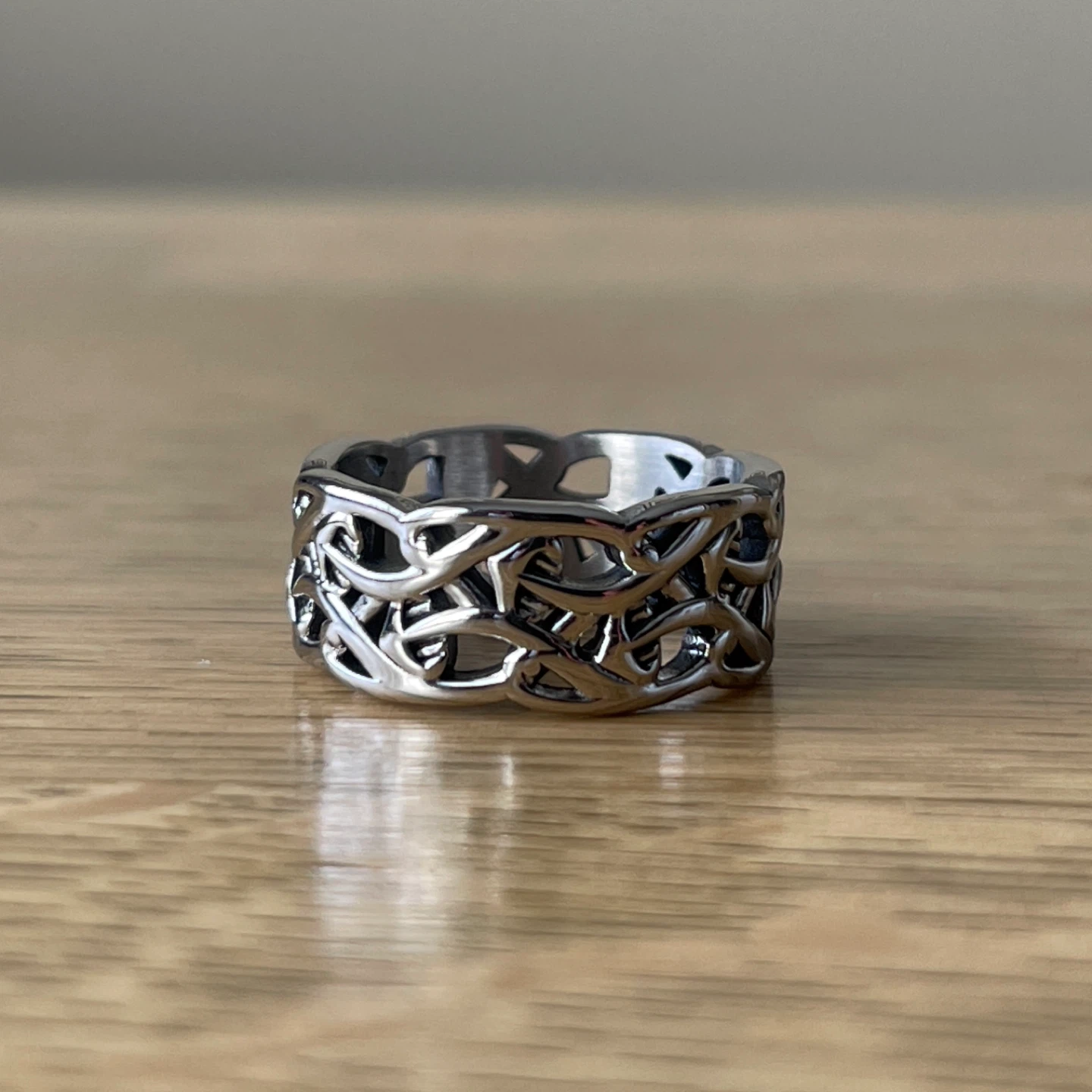 Intertwined Mushrooms stainless steel ring (size 8)