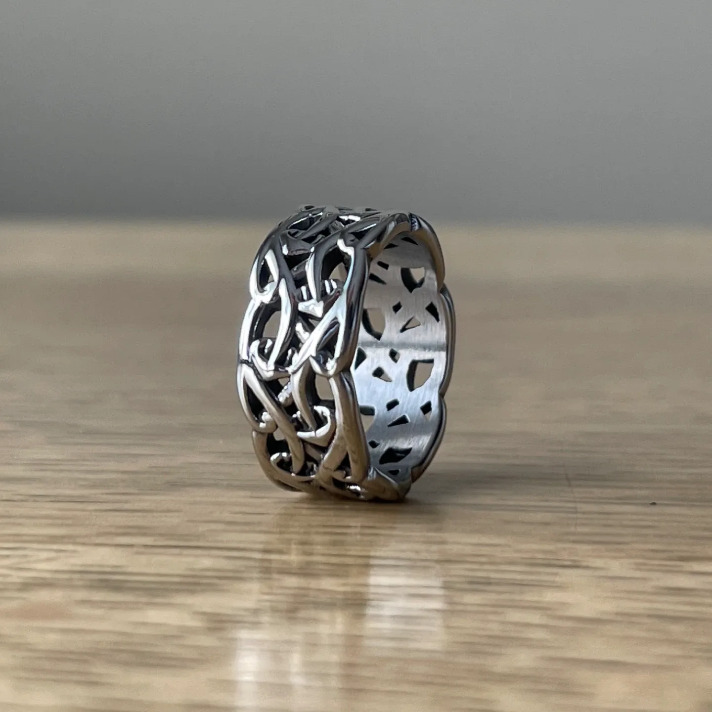Intertwined Mushrooms stainless steel ring (size 8) - photo 2