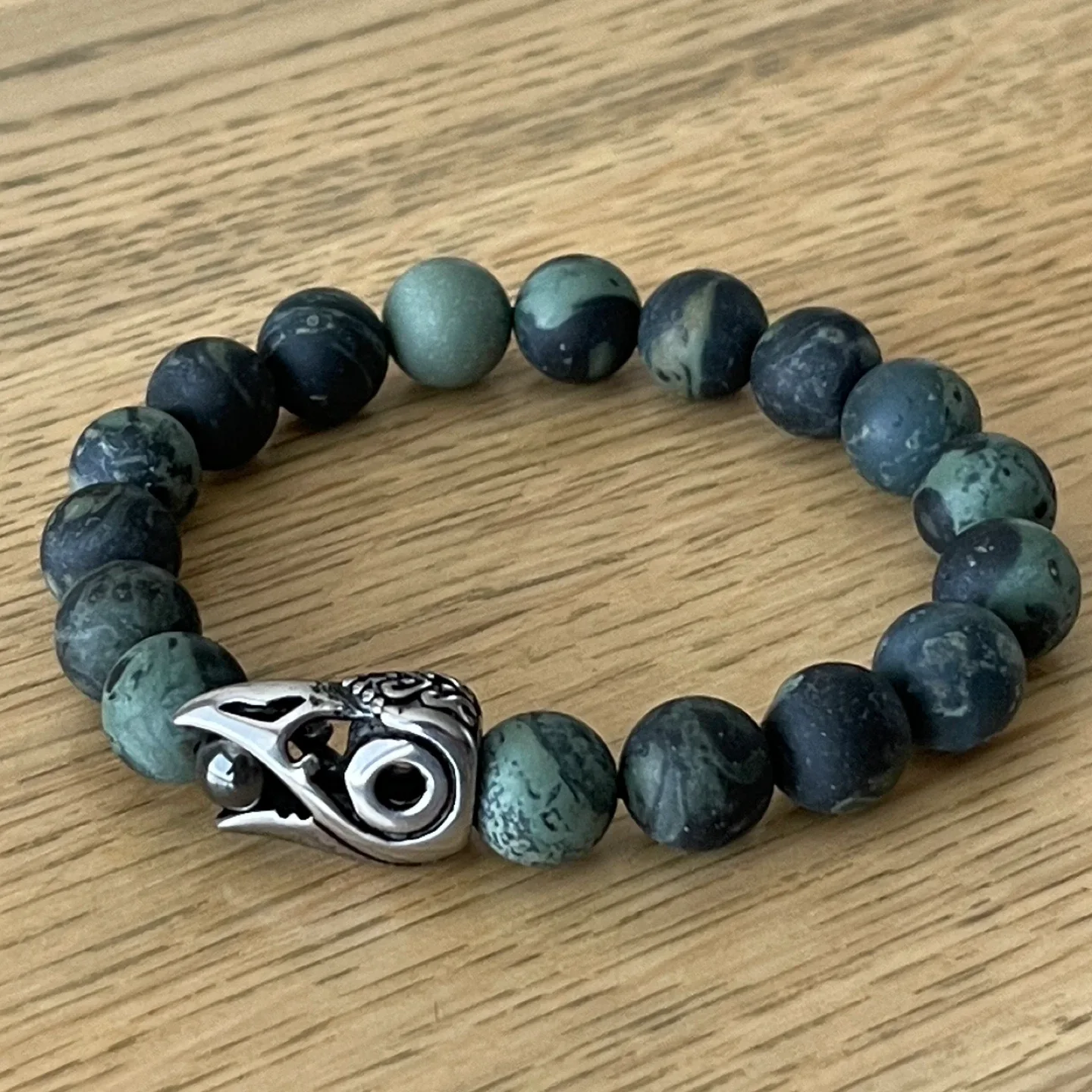 Raven & Kambaba Jasper bracelet (11mm bead)