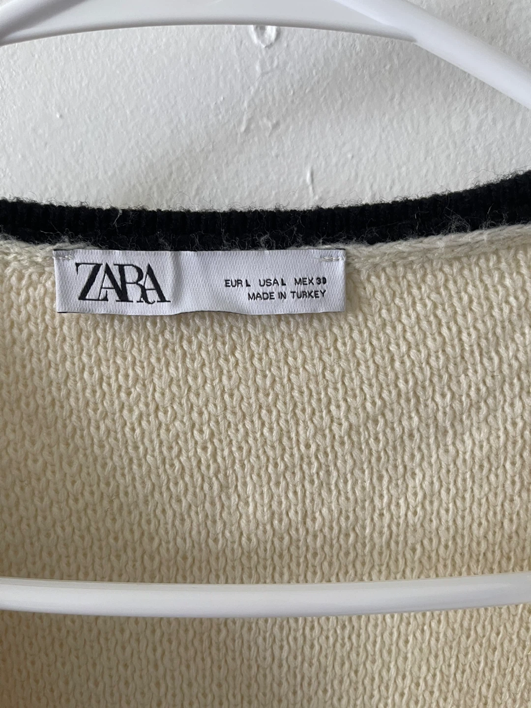 ZARA Women's Cream Knit Cardigan with Black Trim - Size L - photo 2