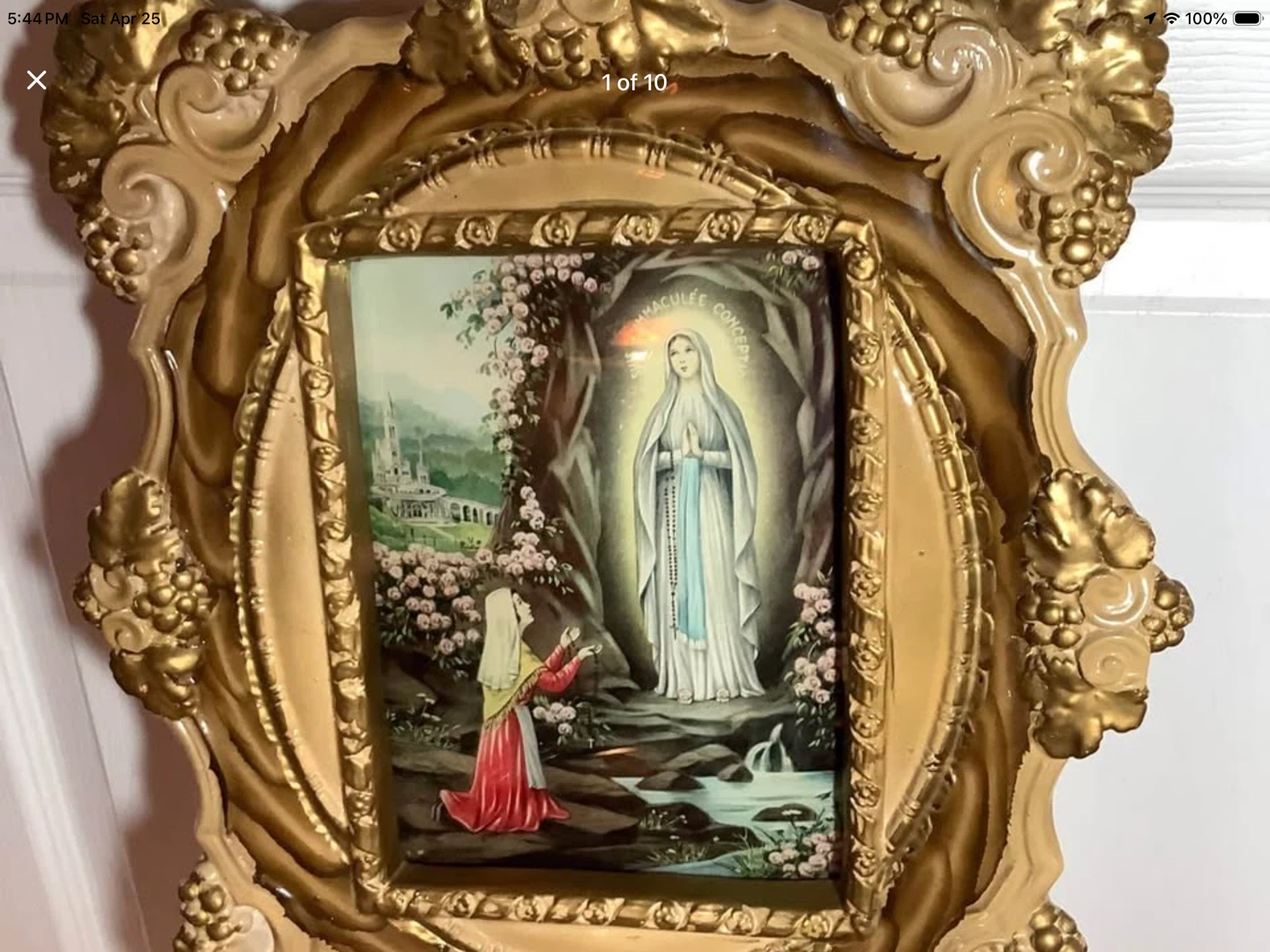 Ant Print Our Lady of Lourdes Convex Bubble Glass 🐞