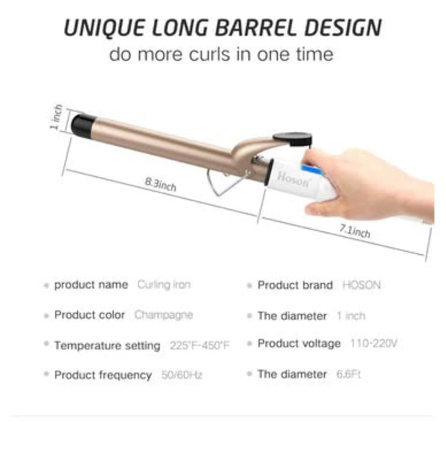 HOSON 1 Inch Curling Iron - Champagne - photo 5