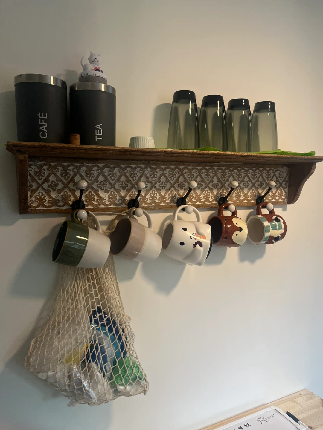Mounted Mug Rack with Shelf