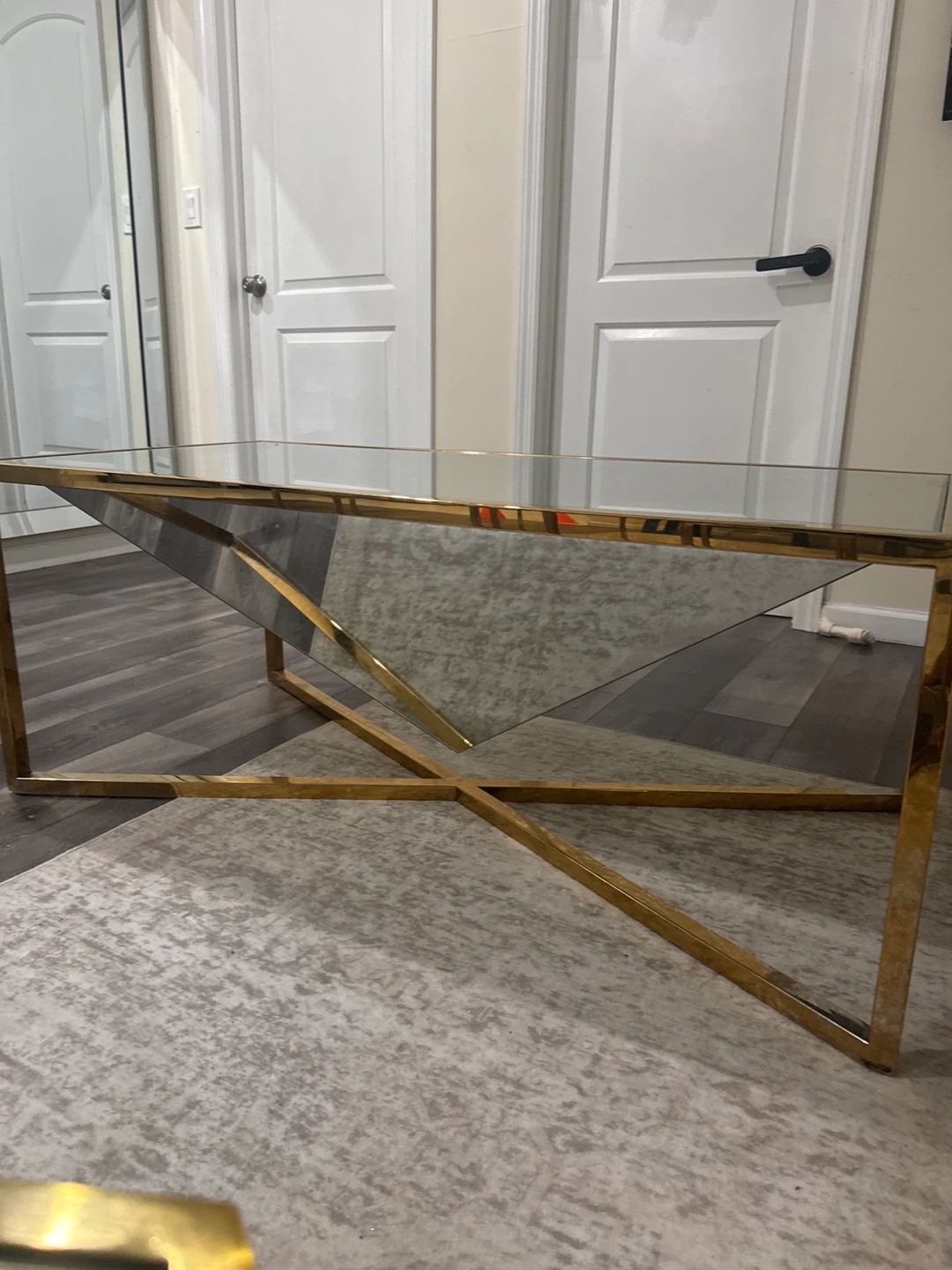 Gold Metal Frame Mirrored Coffee Table - photo 3