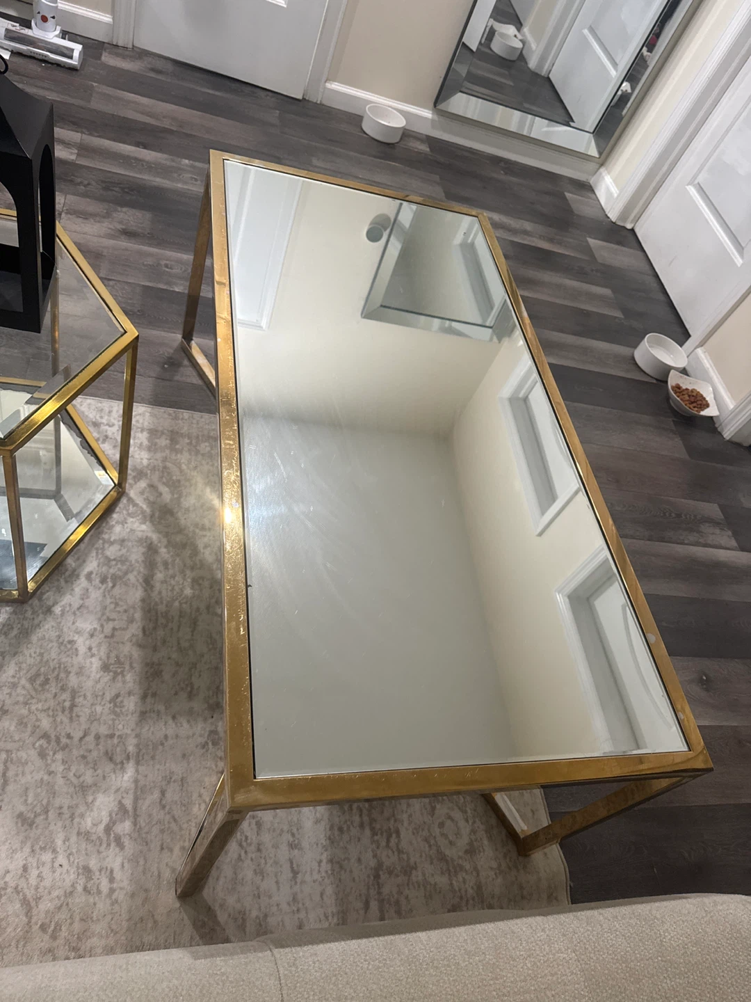 Gold Metal Frame Mirrored Coffee Table - photo 2