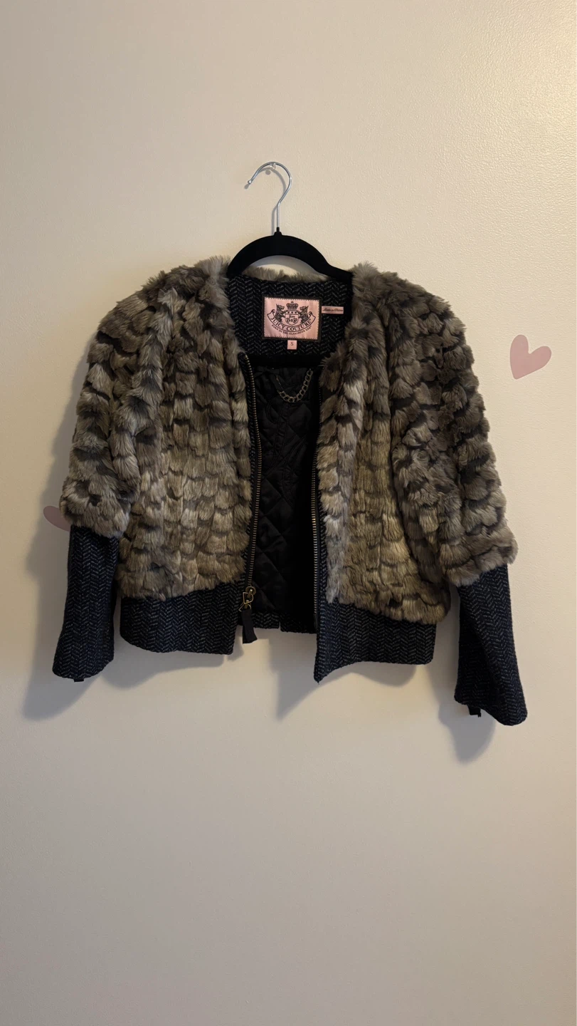 Juicy Couture Faux Fur Bomber Jacket - Size S