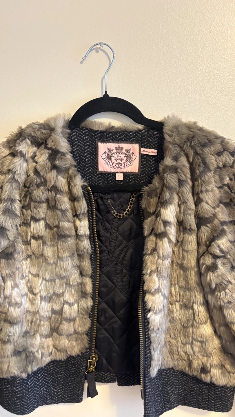 Juicy Couture Faux Fur Bomber Jacket - Size S - photo 2