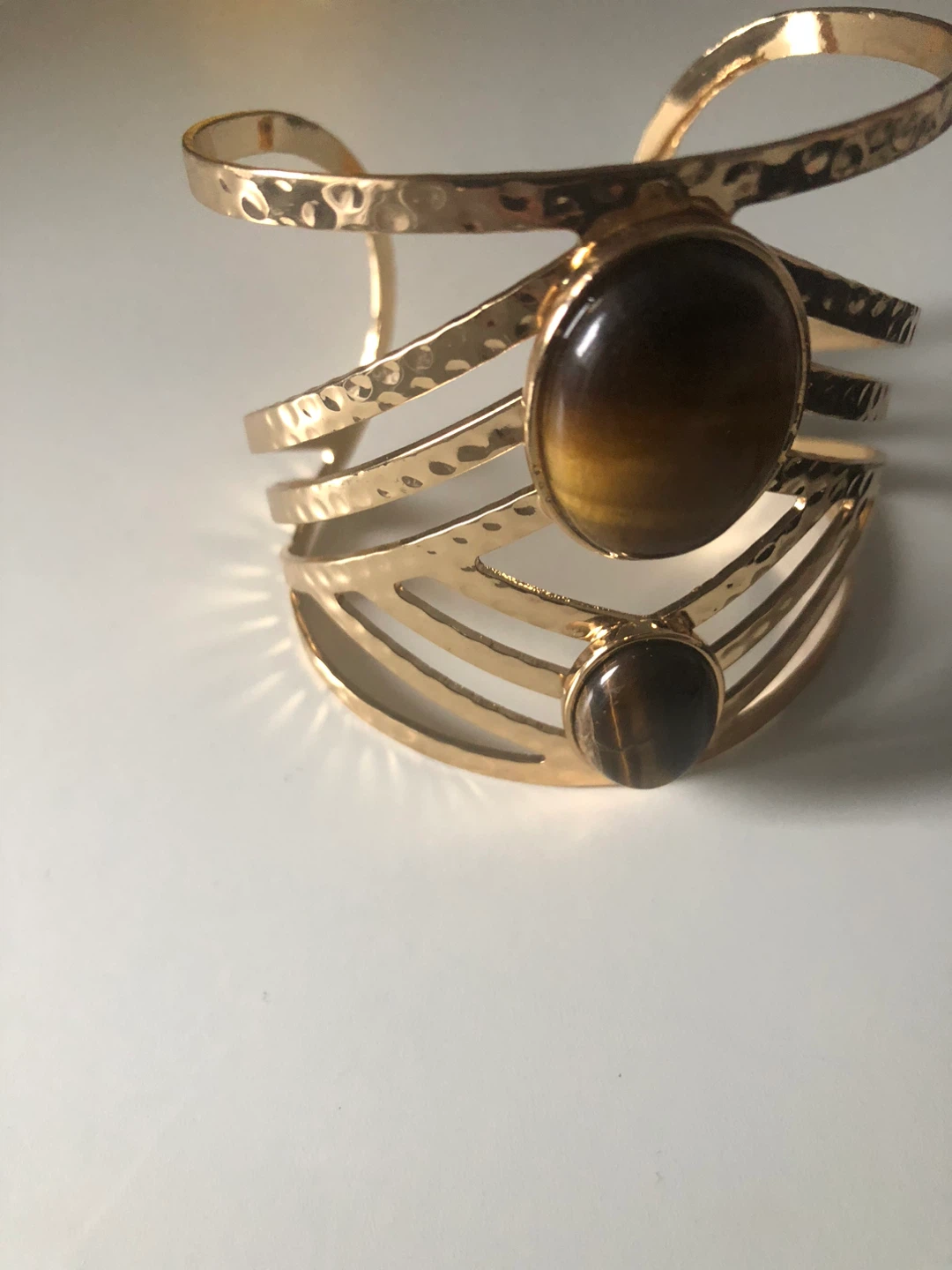 Gold cuff bracelet and black lace choker with earrings set - photo 4