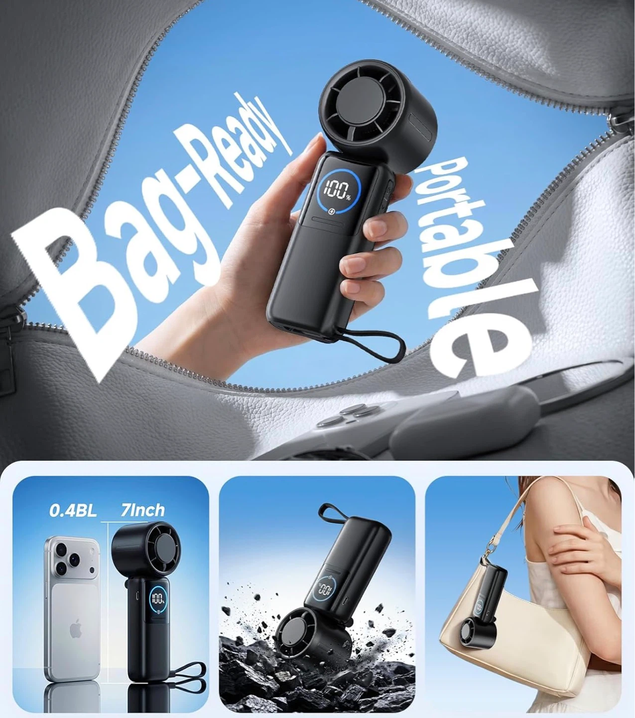 Portable Bladeless Fan with Built-in Type-C Cable - photo 5