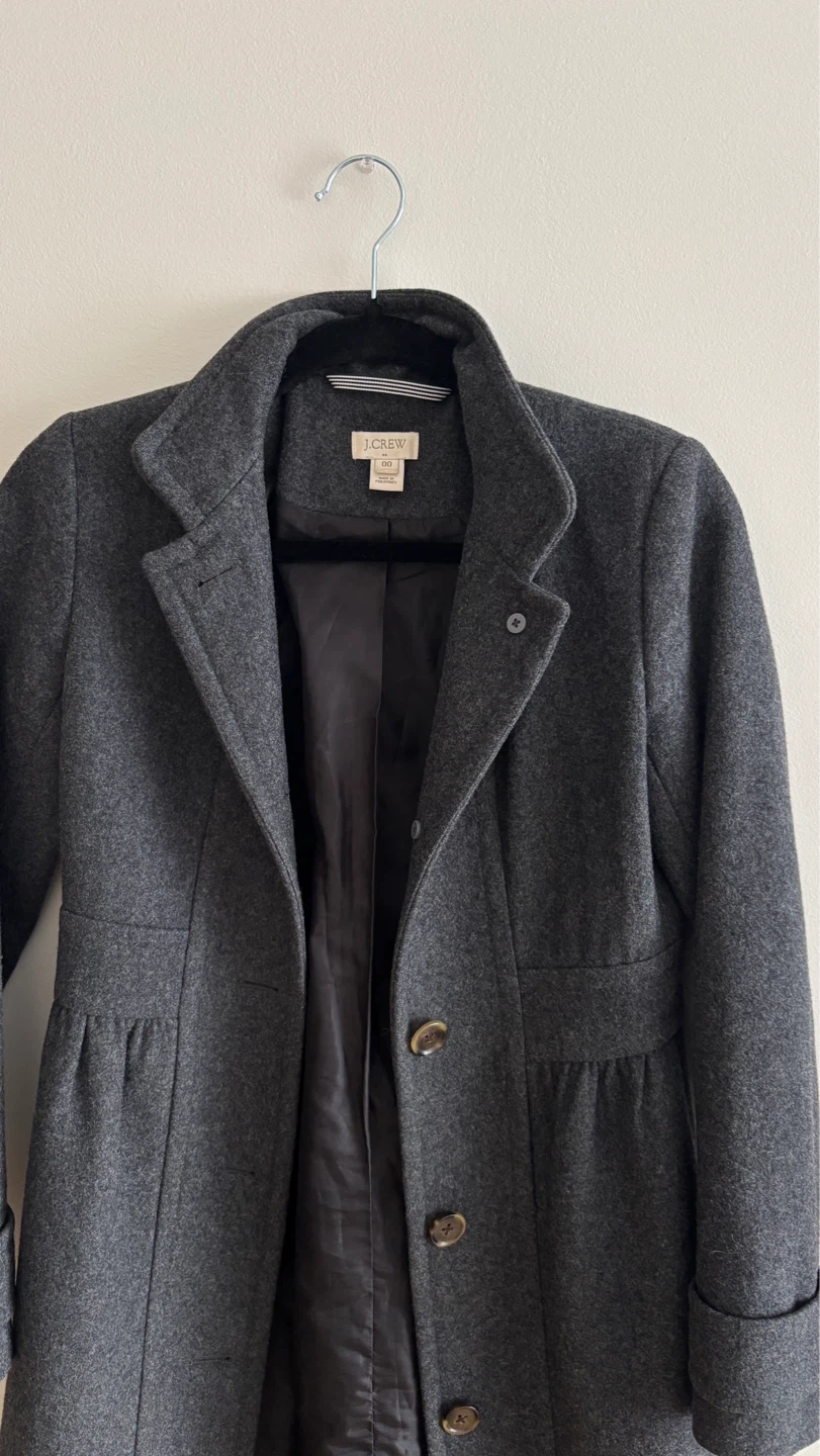 J.Crew Grey Wool Blend Coat - Size 00 - photo 2