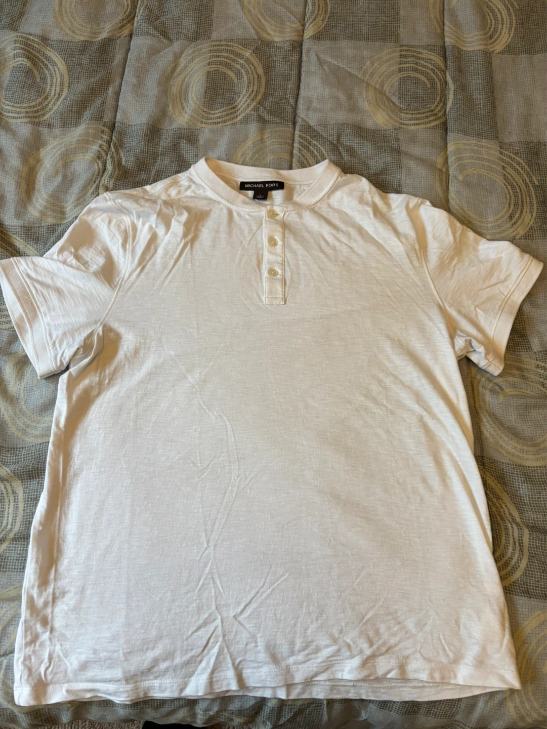 Michael Kors White Henley Shirt - Size L