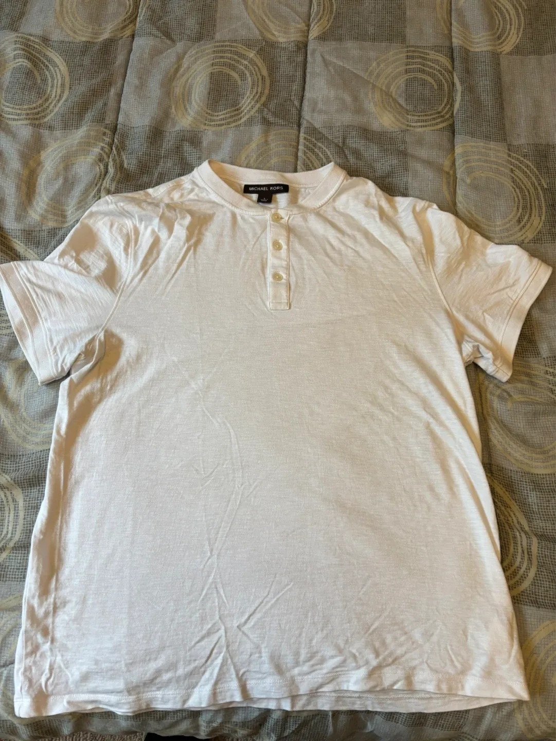Michael Kors White Henley Shirt - Size L