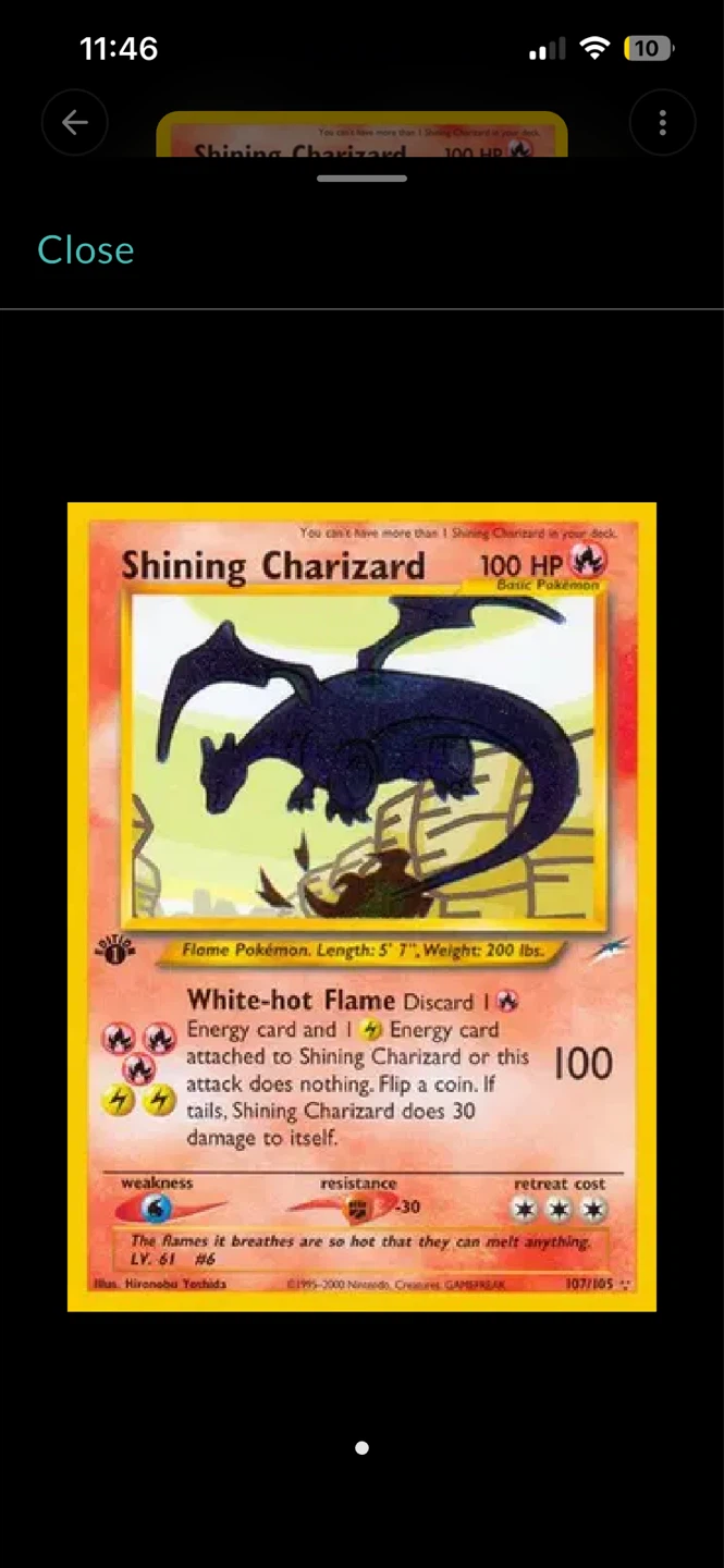 Shining Charizard Pokémon Card