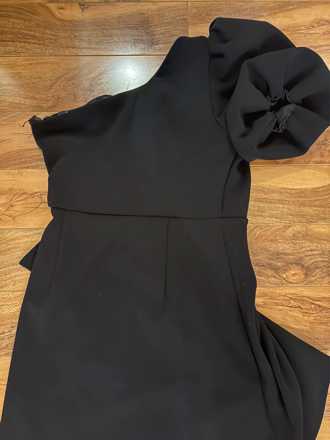 Evernew Black One-Shoulder Puff Sleeve Mini Dress - photo 3