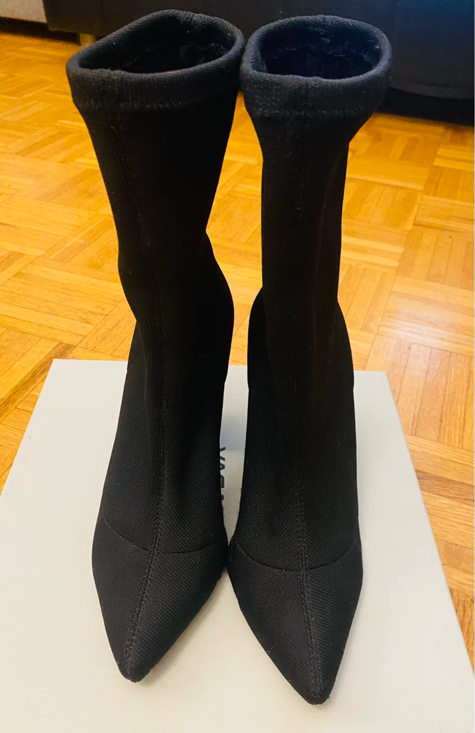 Steve Madden Black Sock Heeled Ankle Boots
