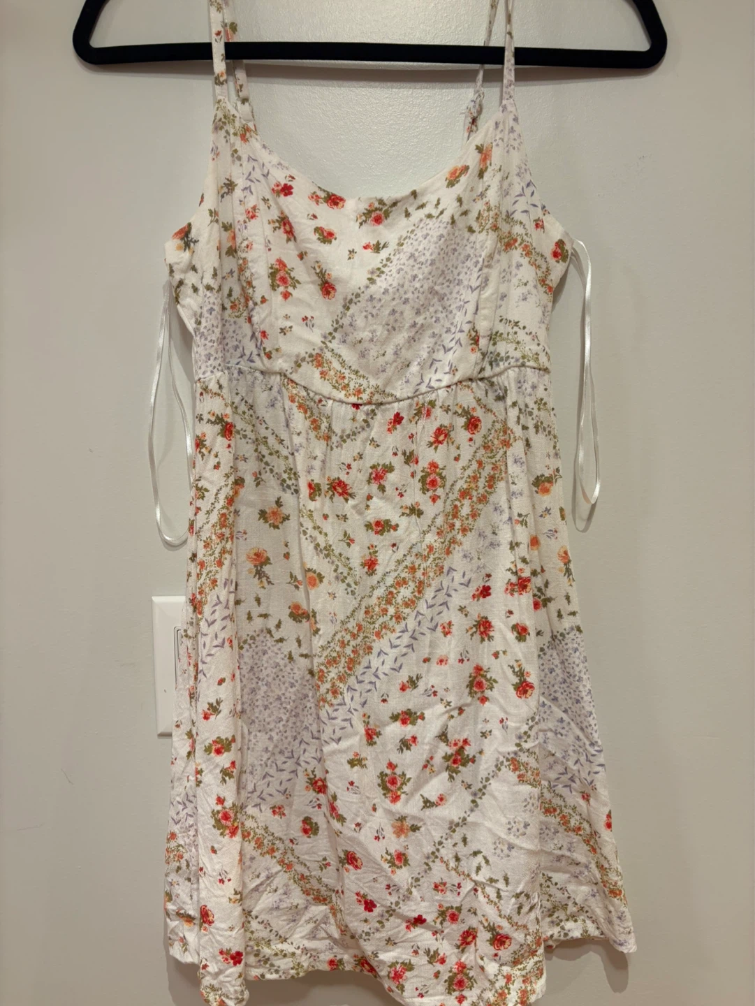 Floral Patchwork Cut-Out Back Mini Dress