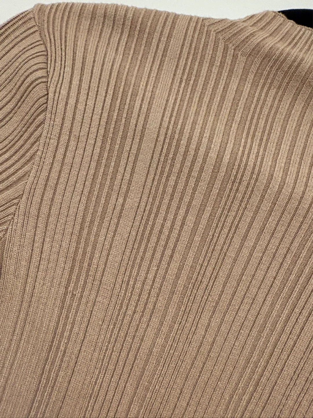 Tan Ribbed Long Sleeve Mock Neck Knit Top - photo 2