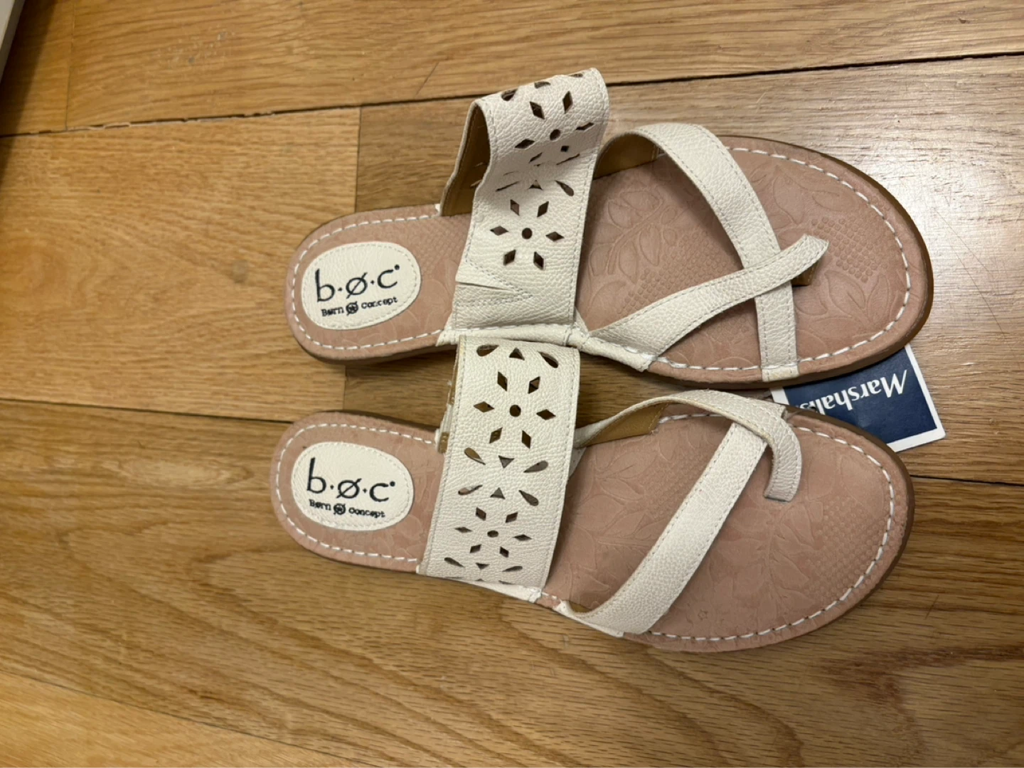 B.o.c Born Concepts White Laser Cut Thong Sandals