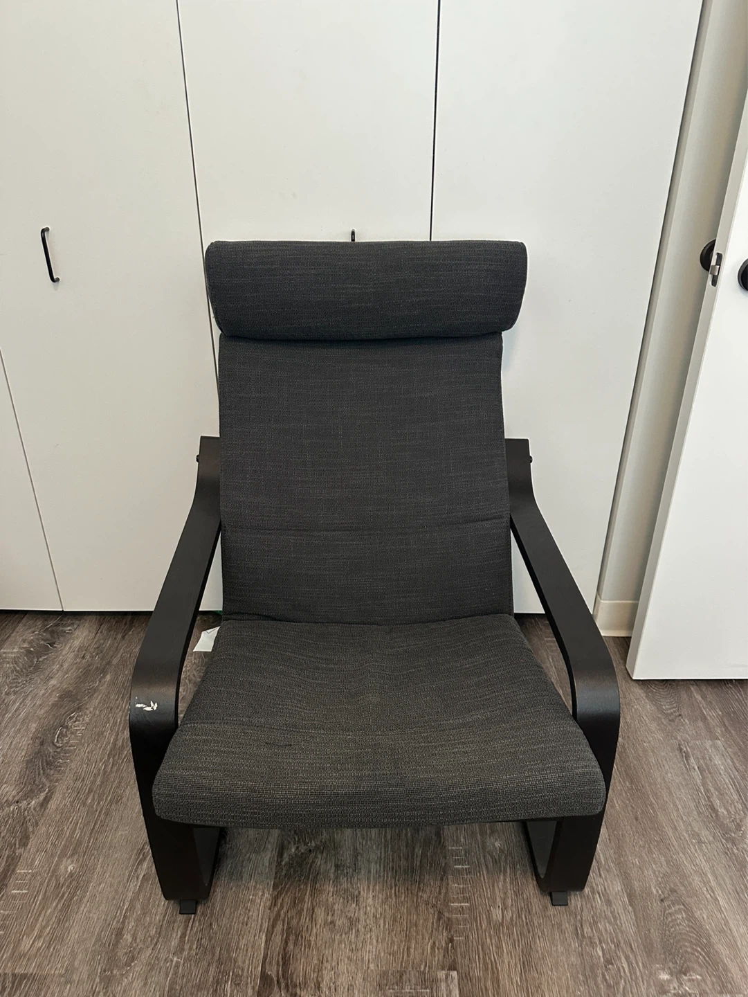 IKEA POÄNG Armchair – Black-Brown Frame / Dark Gray Cushion