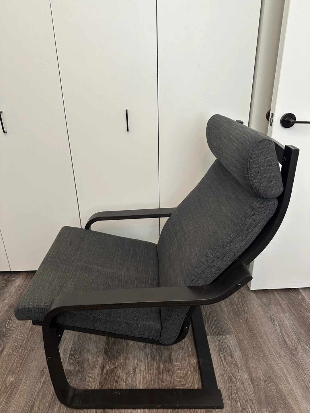 IKEA POÄNG Armchair – Black-Brown Frame / Dark Gray Cushion - photo 2