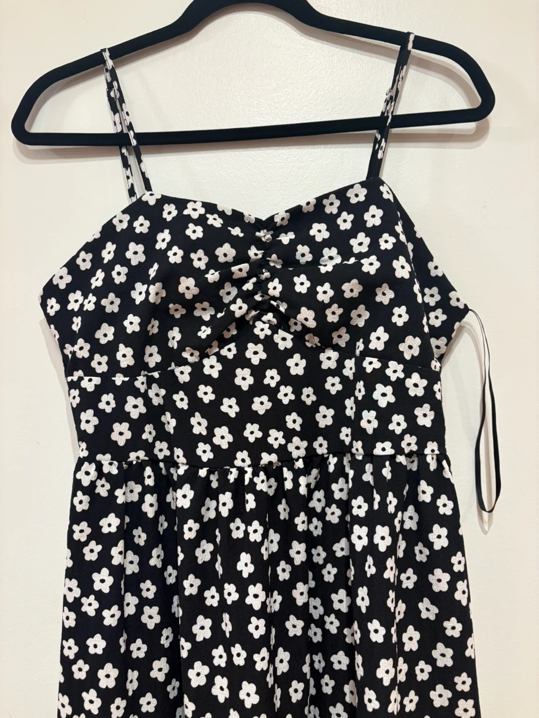 Black and White Floral Daisy Tiered Dress - photo 4