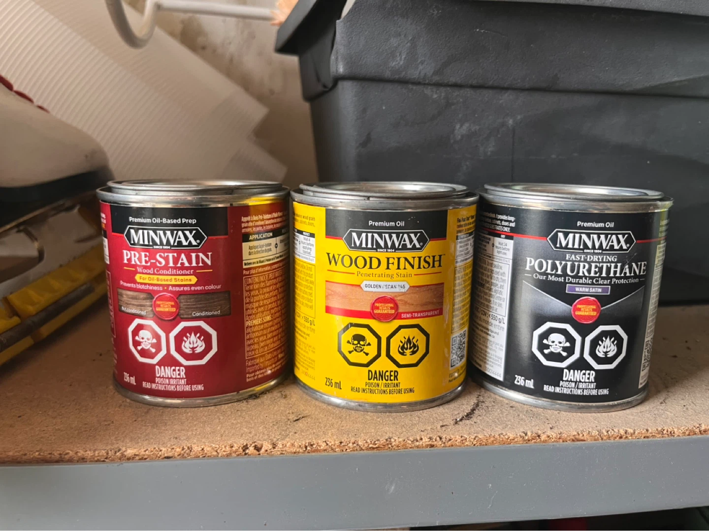 Minwax Pre-Stain, Wood Finish and Polyurethane
