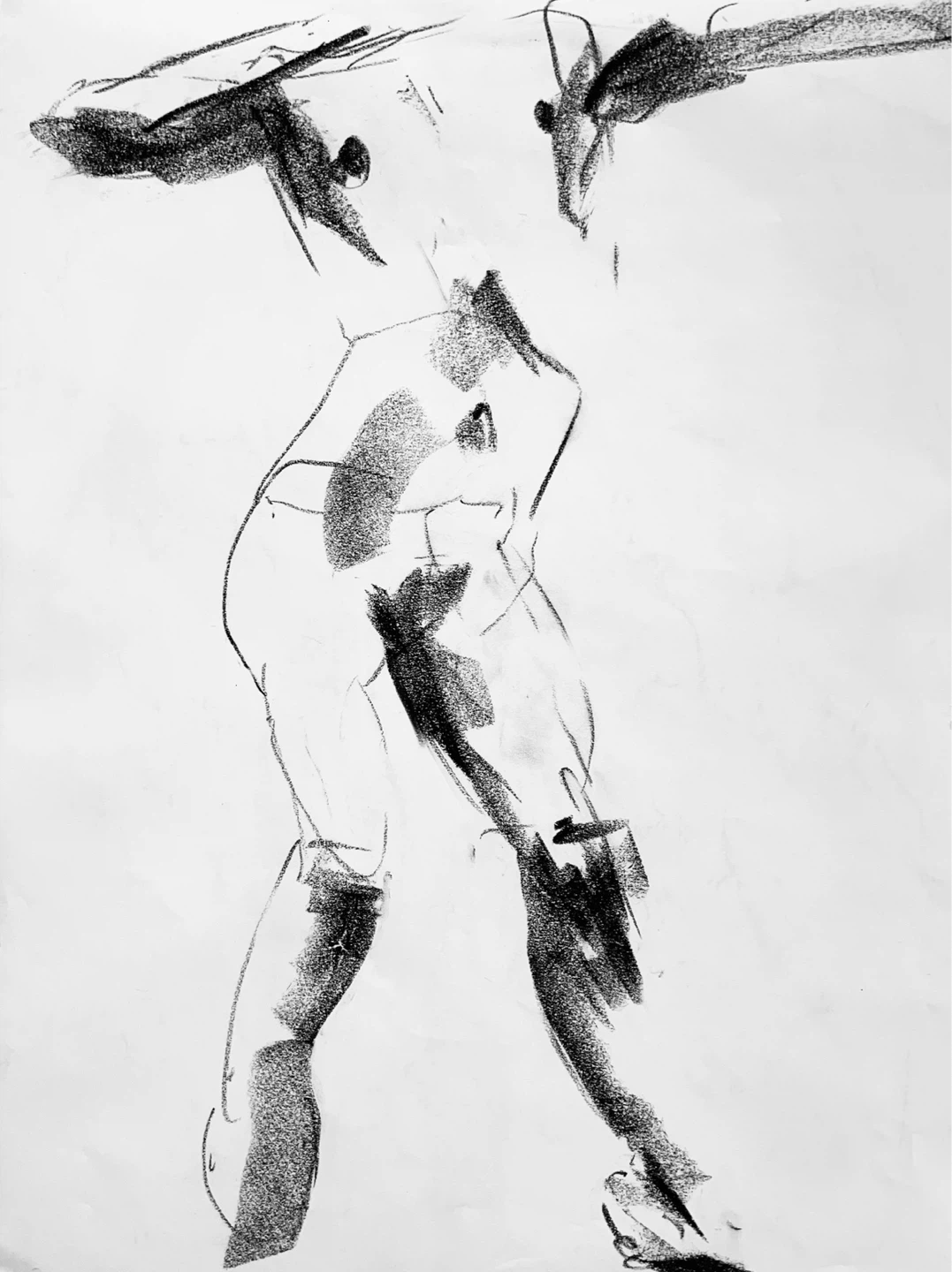 Figure Study - Original Charcoal Drawing - 18x24 - photo 2