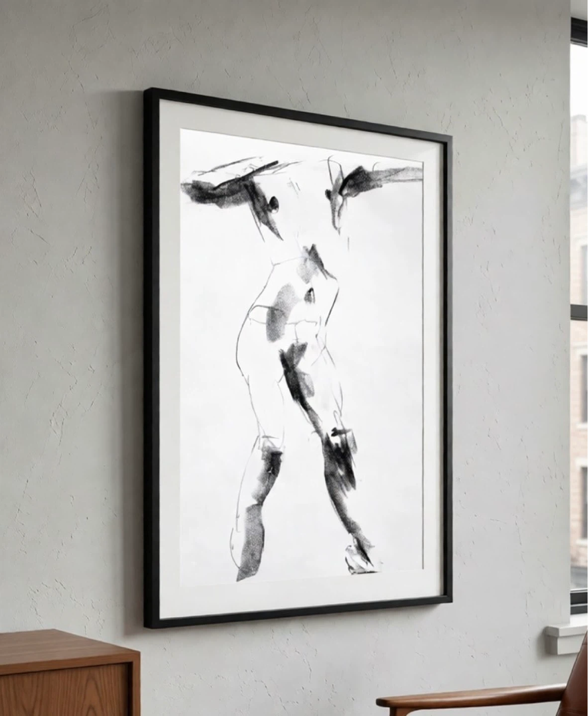 Figure Study - Original Charcoal Drawing - 18x24