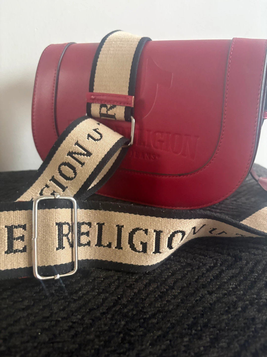 True Religion Red Saddle Crossbody Bag