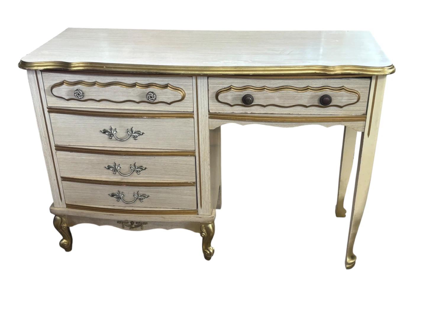 French Style Beige Gold Writing desk