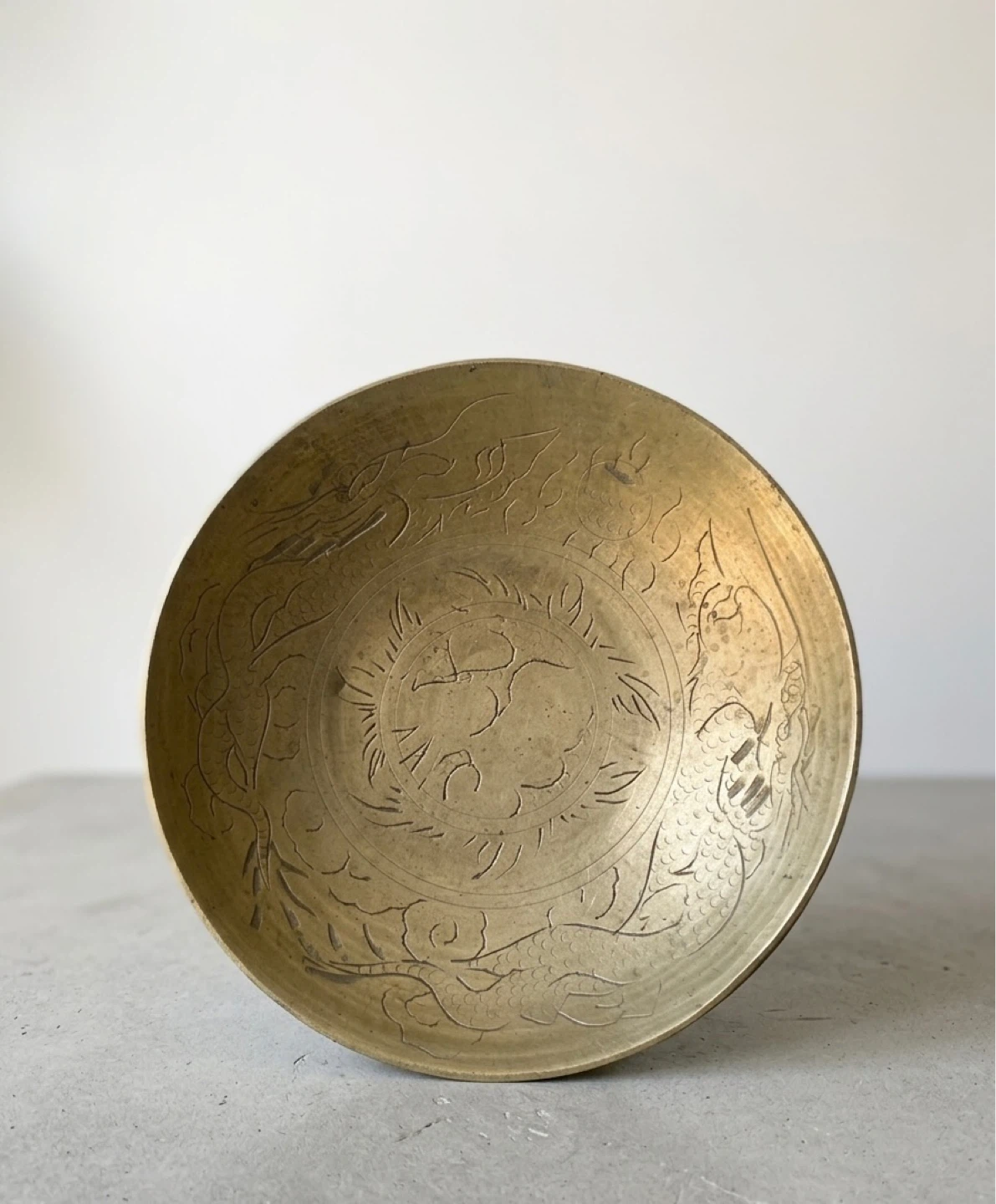 Brass Dragon Engraved Bowl and Plate Set - photo 3